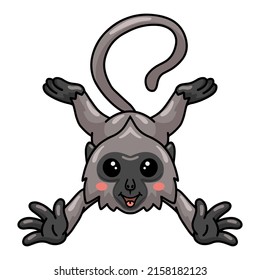 Cute little grey langur monkey cartoon leaping