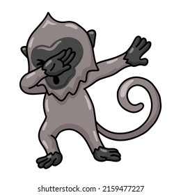 Cute little grey langur monkey cartoon dancing