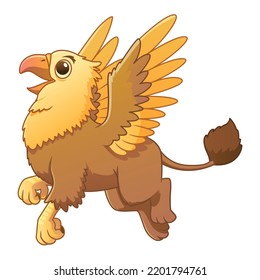 Cute Little Griffin Cartoon Illustration