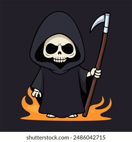 Cute little grim reaper vector illustration design