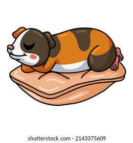 Cute little guinea pig cartoon sleeping