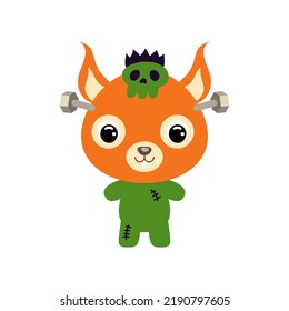 Cute little Halloween squirrel in a Frankenstein costume. Cartoon animal character for kids t-shirts, nursery decoration, baby shower, greeting card, invitation. Vector stock illustration