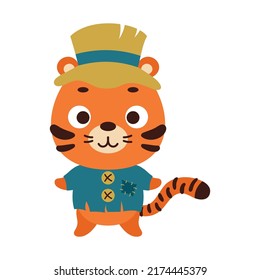 Cute Little Halloween Tiger Scarecrow Costume Stock Vector (Royalty ...