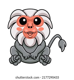 Cute little hamadryad monkey cartoon sitting