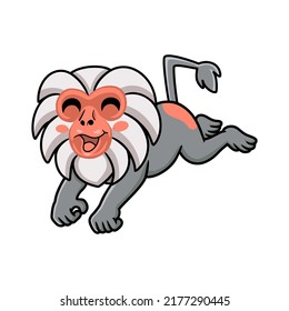 Cute little hamadryad monkey cartoon jumping