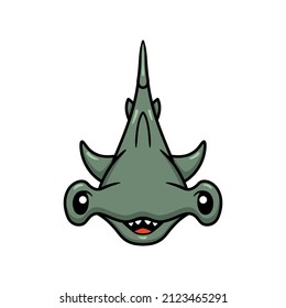 Cute little hammerhead shark cartoon swimming