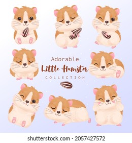 Cute kleine Hamster-Clipart-Kollektion zur Aquarellfarbengrafik	
