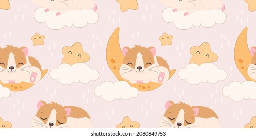 Cute little hamster seamless pattern for children fabric, wallpaper and many more