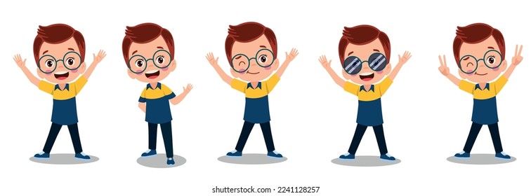 cute little happy boy and expressions
