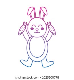 cute little happy bunny holding carrots