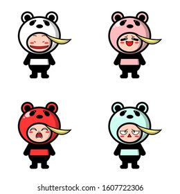 Cute little happy children wearing animal costume