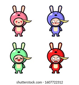 Cute little happy children wearing animal costume