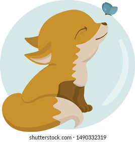 Cute little happy fox pup