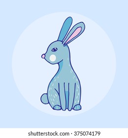 Cute little hare in cartoon style. Vector illustration