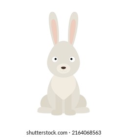 Cute little hare isolated. Cartoon animal character for kids cards, baby shower, invitation, poster, t-shirt, house decor. Vector stock illustration.