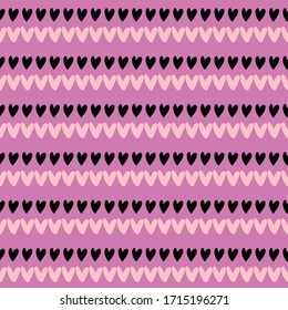 Cute little hearts on pink background. Vector seamless pattern. Simple design for cards, wrap, fabric, scrapbooking.