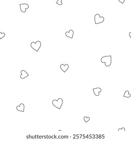 Cute little hearts on a transparent background. Seamless pattern for wallpaper, clothing, printing.