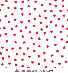 Cute little hearts in seamless pattern. To print on tissue paper, to web design. Vector.