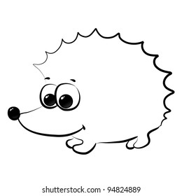 cute little hedgehog, cartoon, line art, coloring