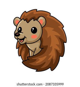 Cute little hedgehog cartoon posing