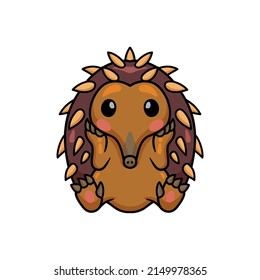 Cute little hedgehog cartoon sitting