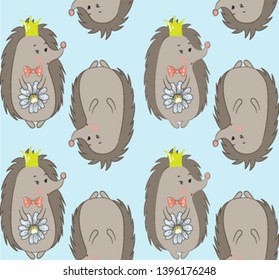 Cute little hedgehog pattern vector