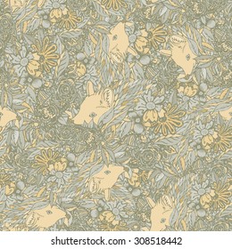 Cute little hedgehog seamless pattern. Texture, background for fabric.
