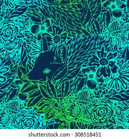 Cute little hedgehog seamless pattern. Texture, background for fabric.