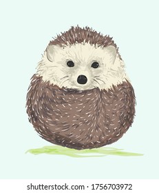 Cute little hedgehog. Vector cartoon illustration.