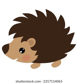 Cute little hedgehog vector cartoon illustration