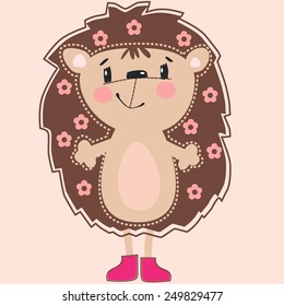 Cute little hedgehog - vector illustration