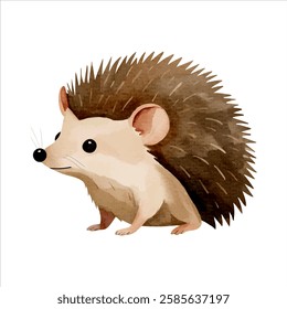 Cute little hedgehog in watercolor painting style. Woodland hedgehog. Watercolor hedgehog. 