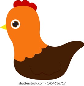 Cute little hen, illustration, vector on white background.