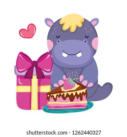 cute and little hippo character