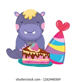 cute and little hippo character