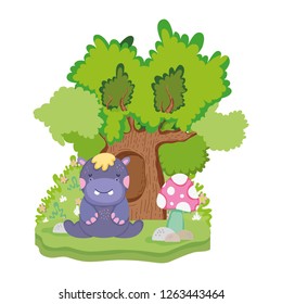 cute and little hippo character