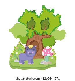 cute and little hippo character