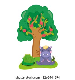 cute and little hippo character
