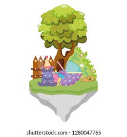 cute and little hippo character with party hat