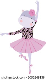 Cute little hippo dancing ballerina
