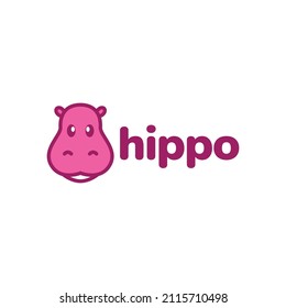 cute little hippo pink logo design, vector graphic symbol icon sign illustration