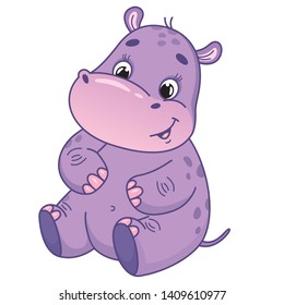 Cute little hippo. Vector cartoon hippo. Vector illustration for children 
