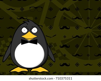 cute little hipster penguin baby cartoon expression background in vector format very easy to edit 