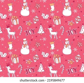 Cute Little Holiday Doodles Arranged Into A Repeating Pattern. This Vector Pattern Is Perfect For A Christmas Themed Surface Design Or Background.