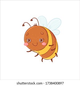 Cute little honey bee. Hand drawn vector illustration
