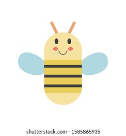 Cute little honey bee vector illustration cartoon isolated on white background. Bee insect pastel vector cartoon. 