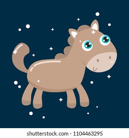 Cute little horse vector illustration. Flat design.