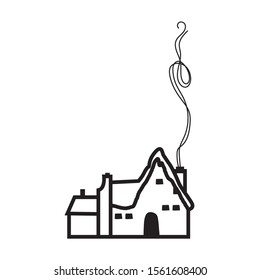cute little house with chimney icon vector illustration design