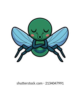 Cute Little House Fly Cartoon Sleeping