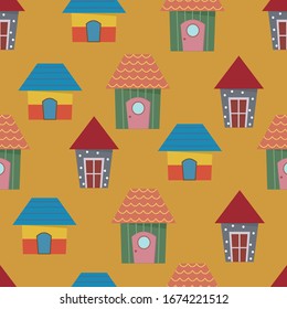 cute little house seamless pattern